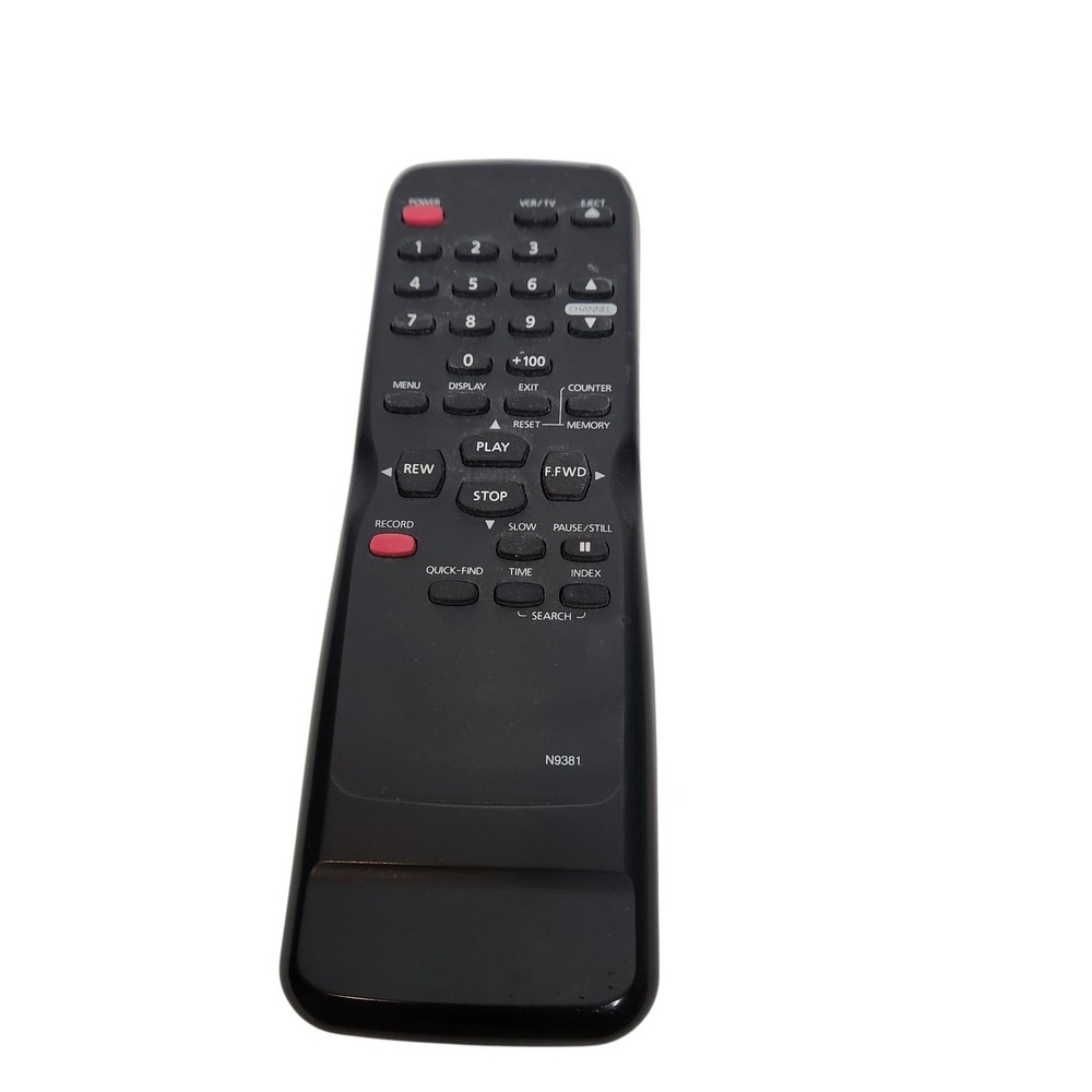 N9381 TV VCR Video Player Remote Control Black Wireless Replacement Unit
